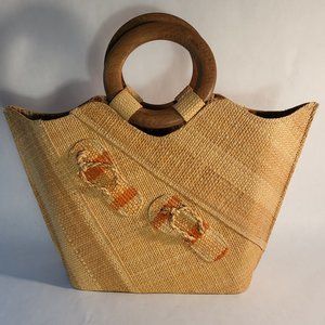 Ma'mitons Raffia Purse with wooden handle